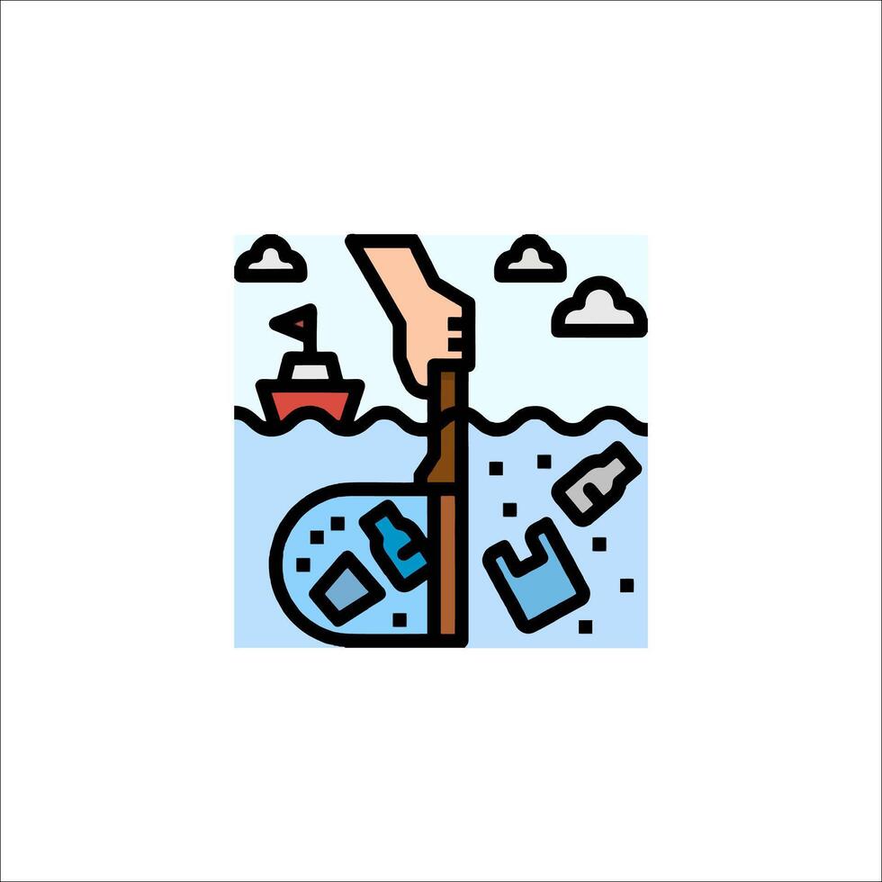 A hand is holding a bottle and a boat is in the water vector