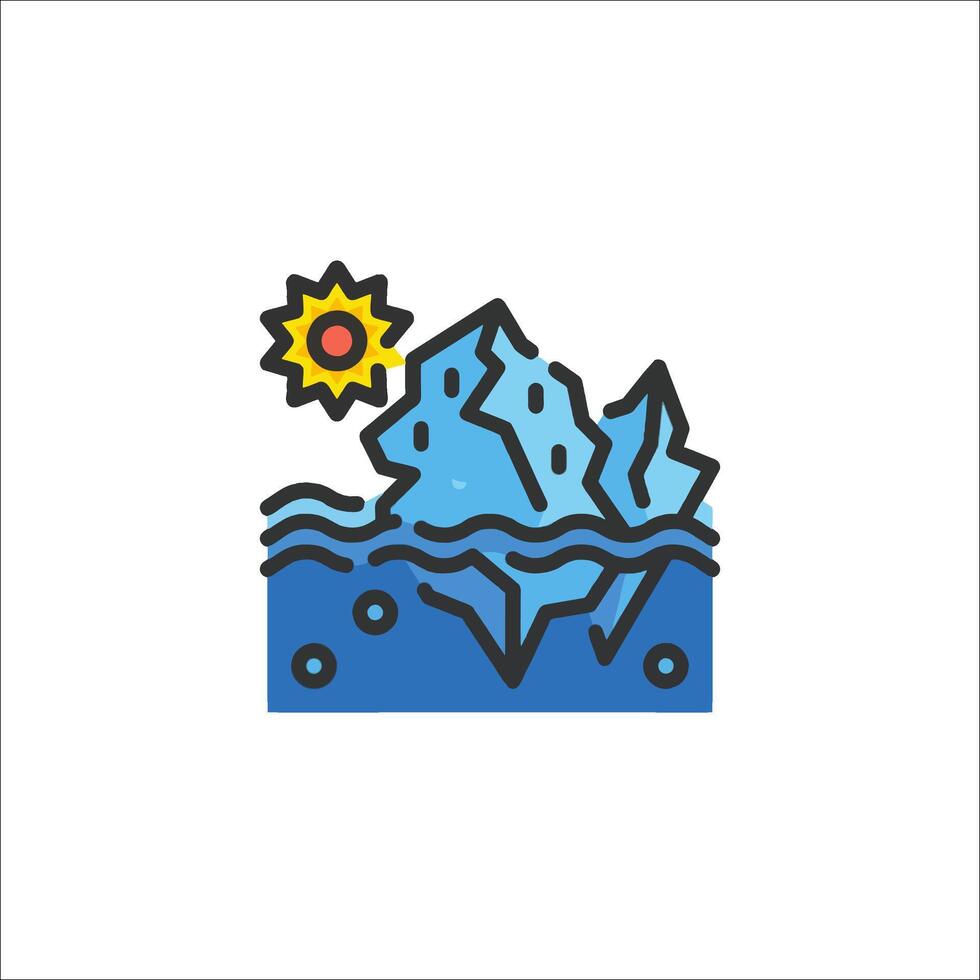 Iceberg with sun icon vector