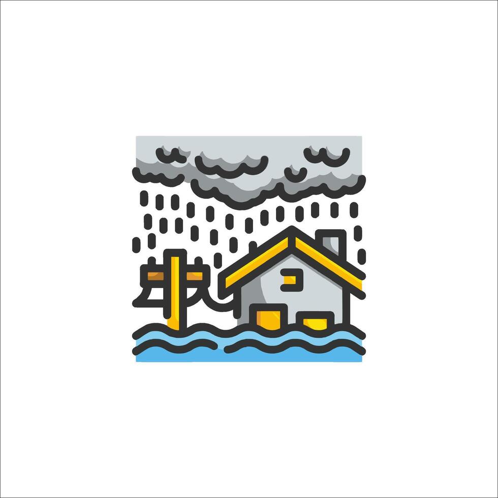 House in flood illustration vector
