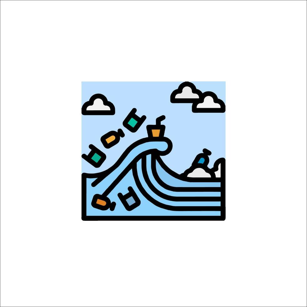 A wave with a boat on it and a cloud in the background vector