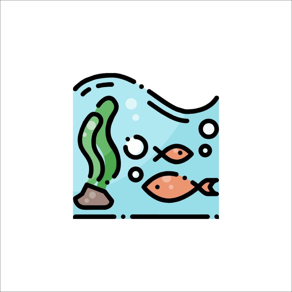 Aquarium icon, line art illustration vector