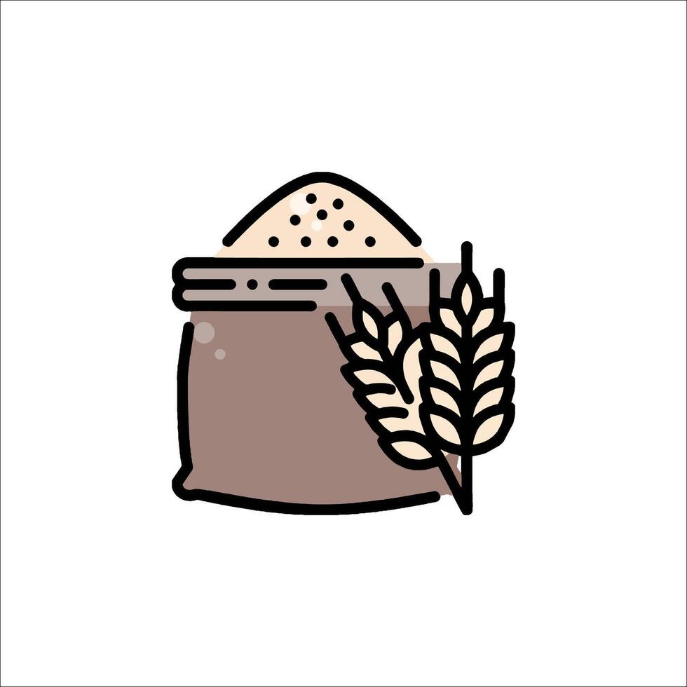 Grain bag icon with wheat and a bag vector
