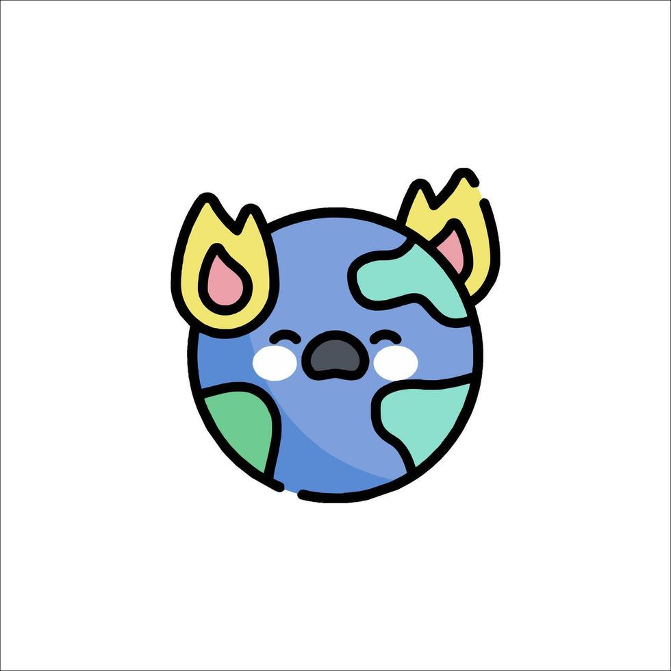 Earth day cartoon earth with horns and eyes vector