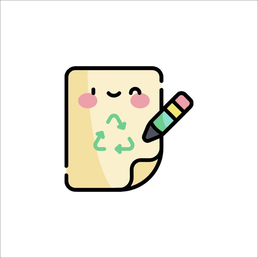 A cute paper with a pencil and a recycle symbol vector