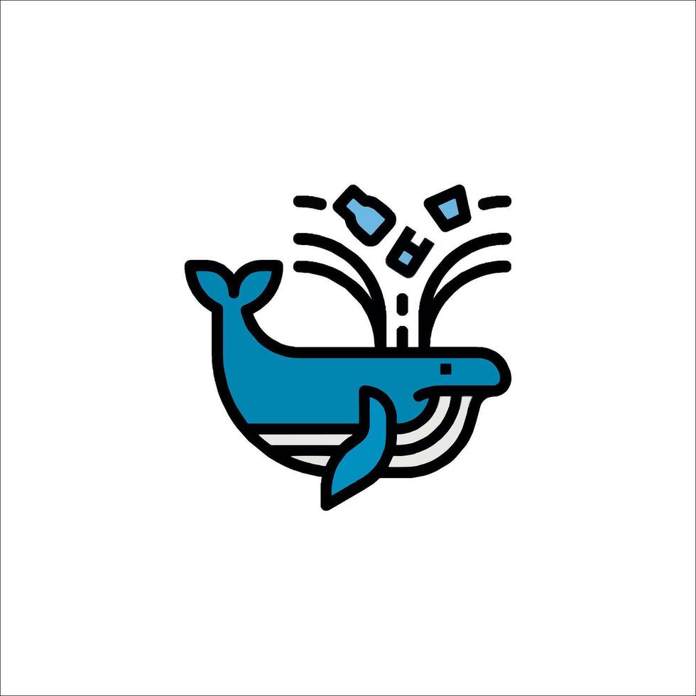 A whale is swimming in the ocean with a wave coming out of its mouth vector