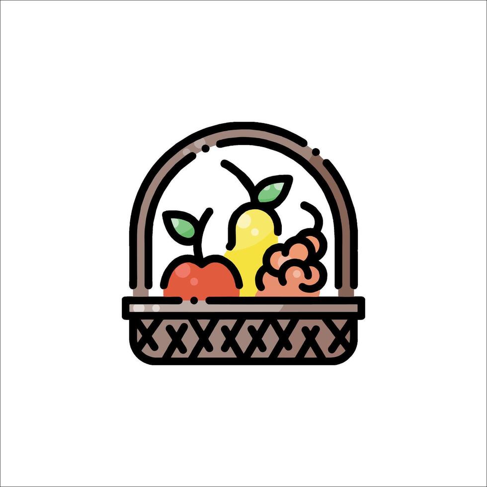 Fruit basket icon illustration vector