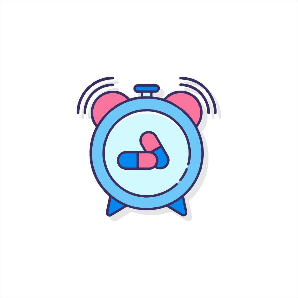 An alarm clock with pills on it vector