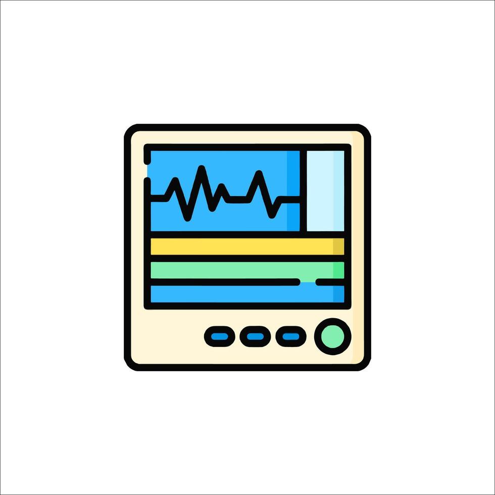A monitor with an ecg line icon vector