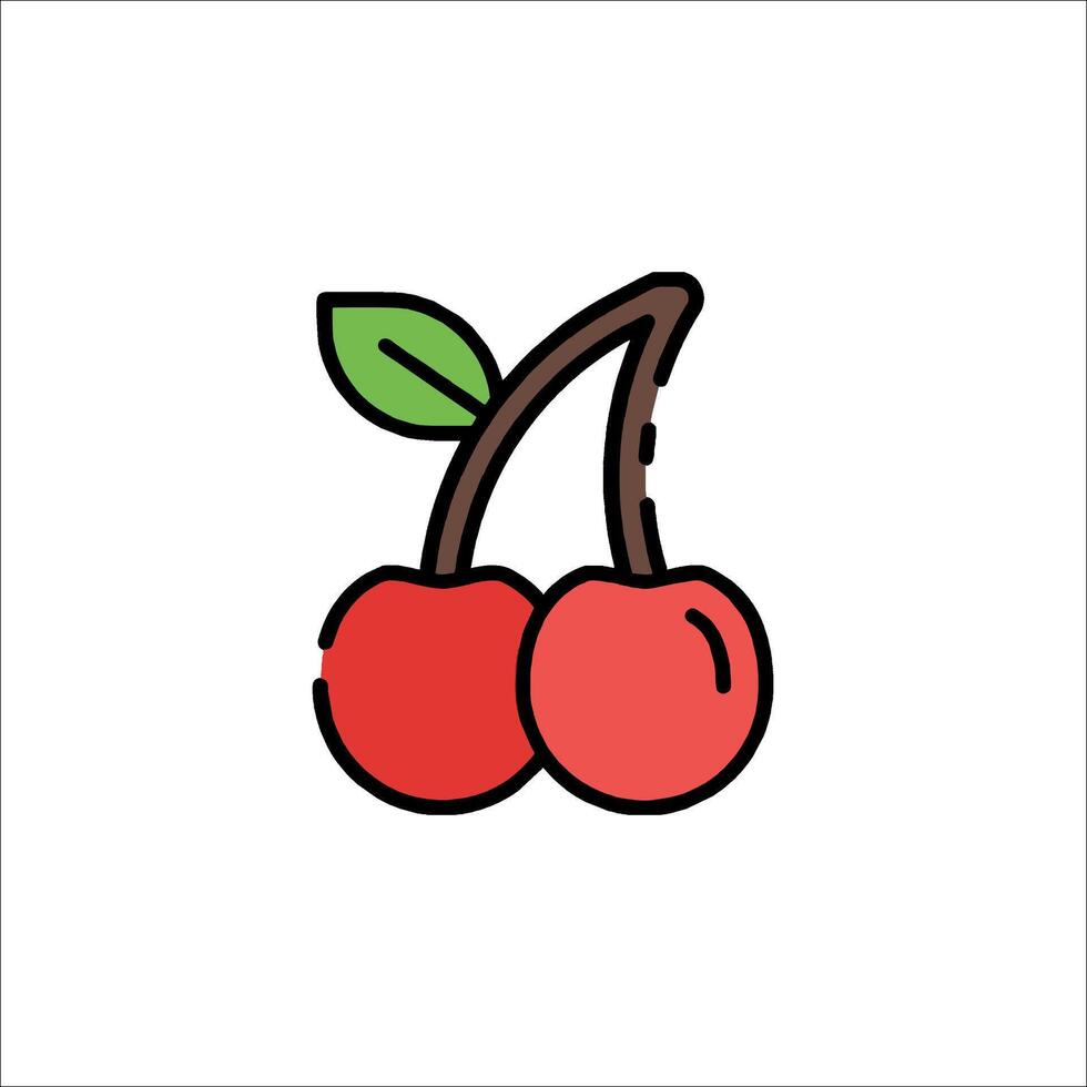 A cherry icon with two cherries on a white background vector