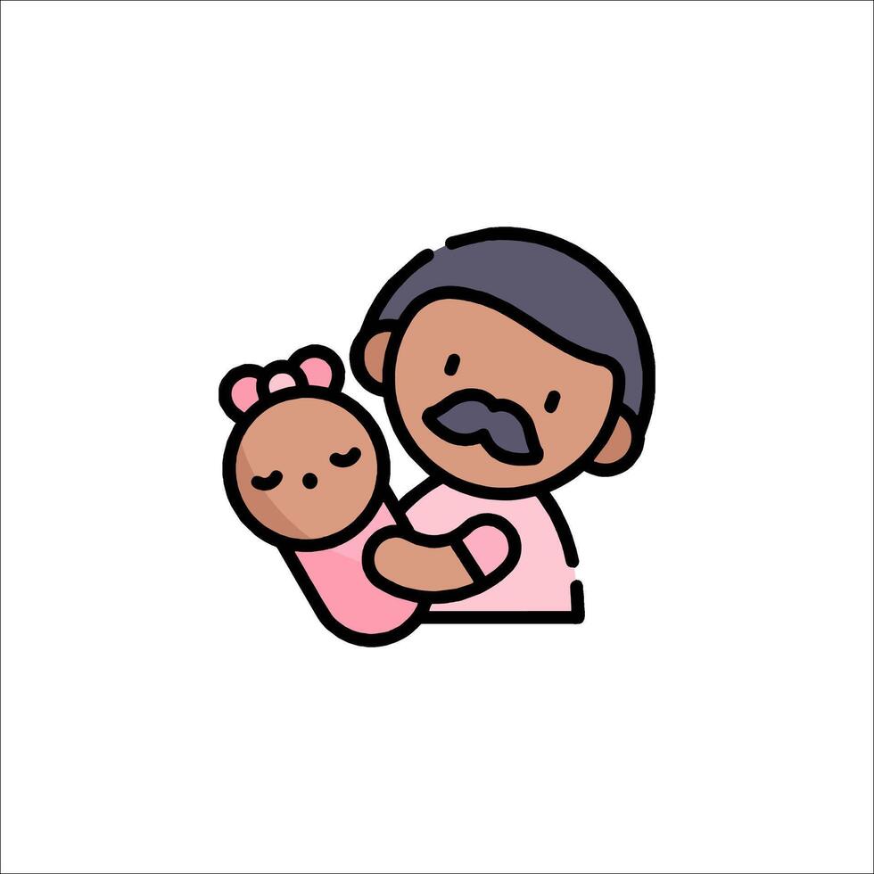 A cartoon man holding a baby in his arms vector
