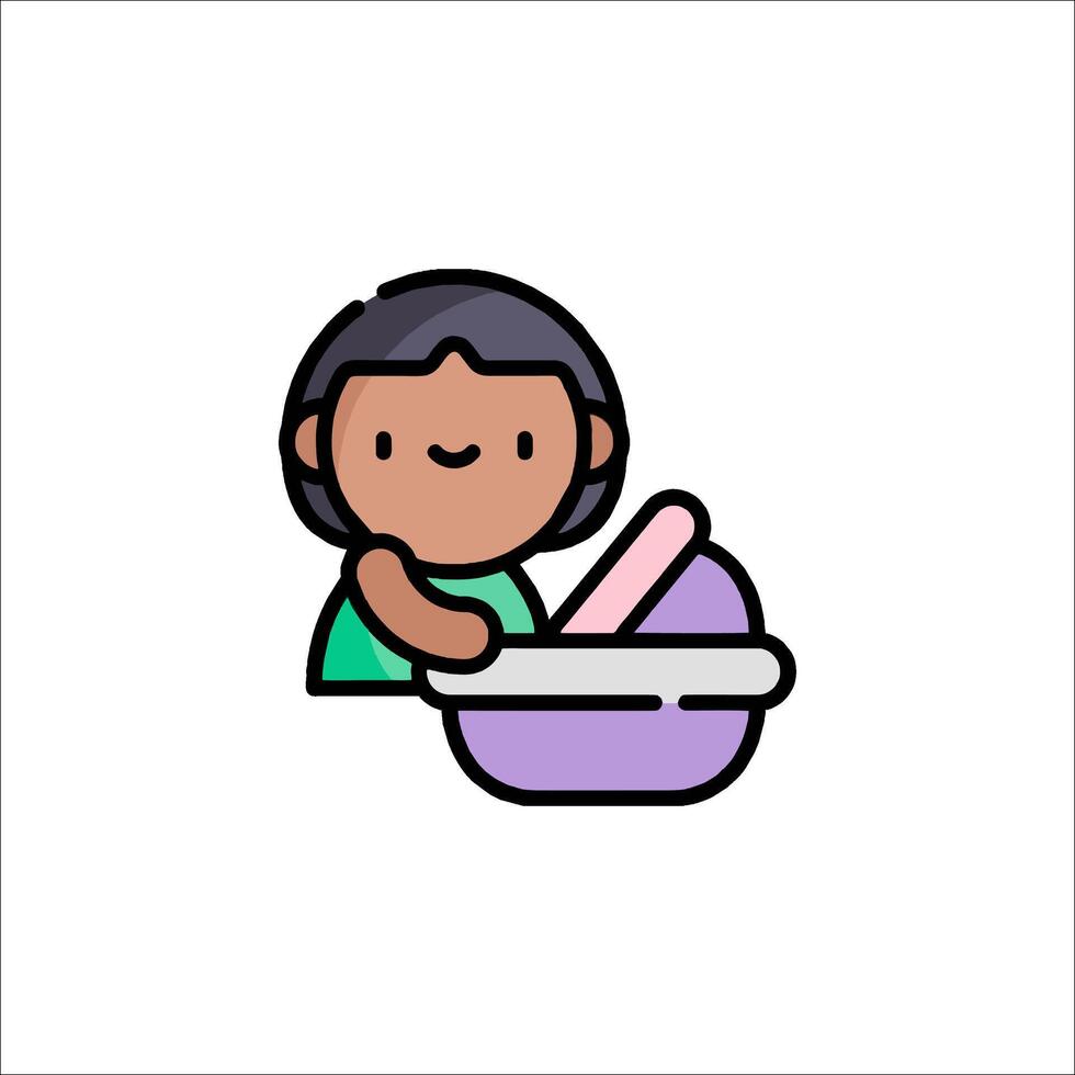 A cartoon girl sitting in a baby carrier vector