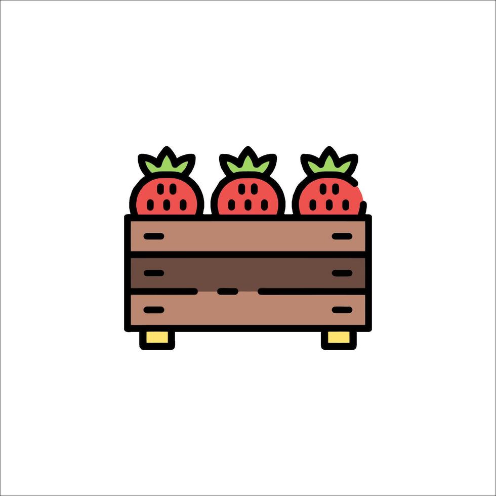 Strawberries in a wooden box vector