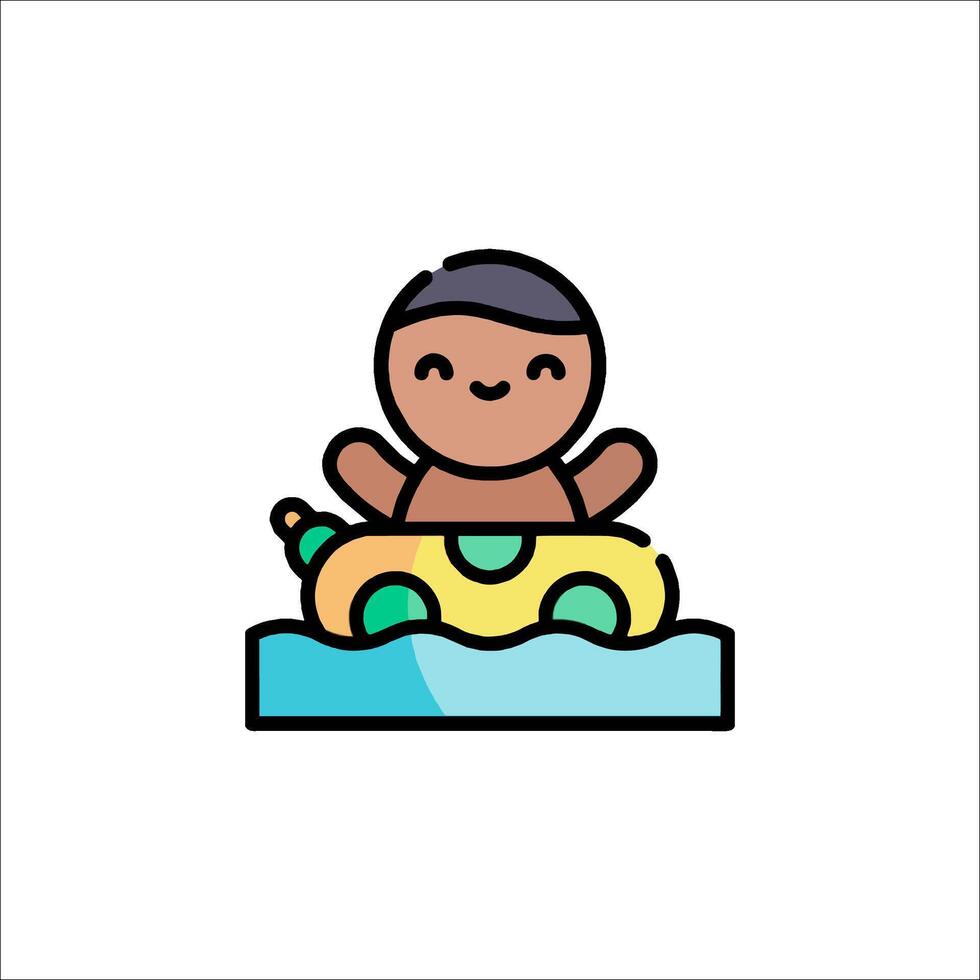 A cartoon baby sitting on a raft vector