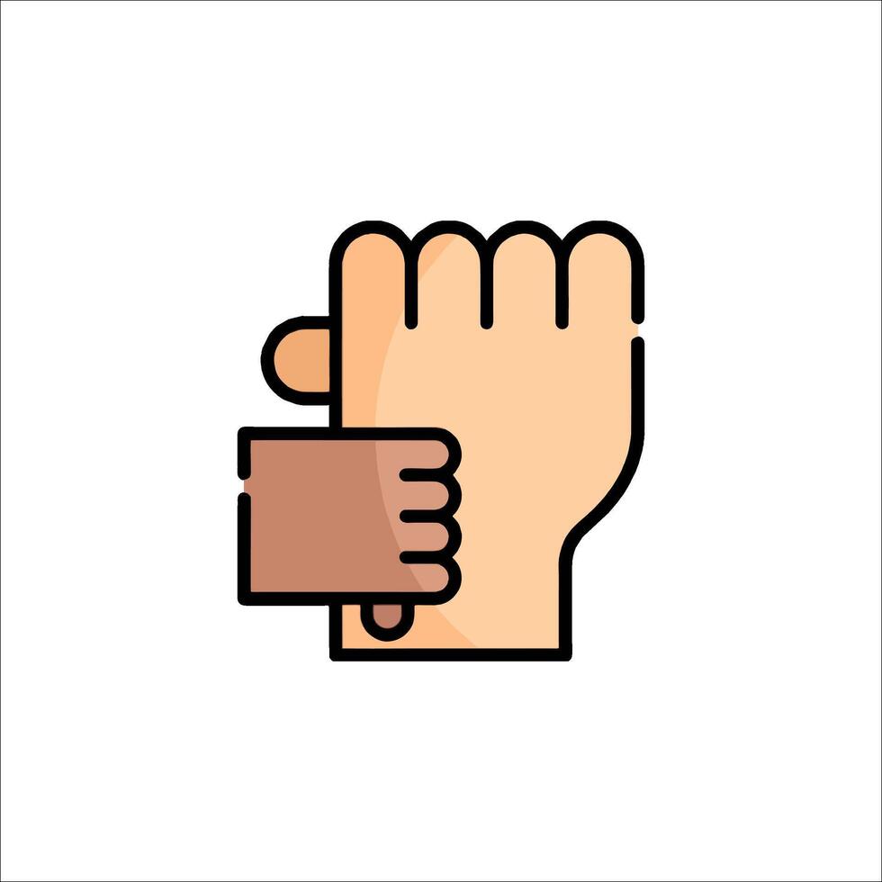 Two hands holding each other in a fist icon vector