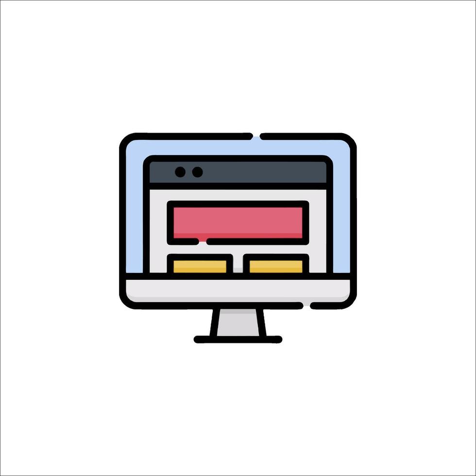 A computer monitor with a red and blue background vector