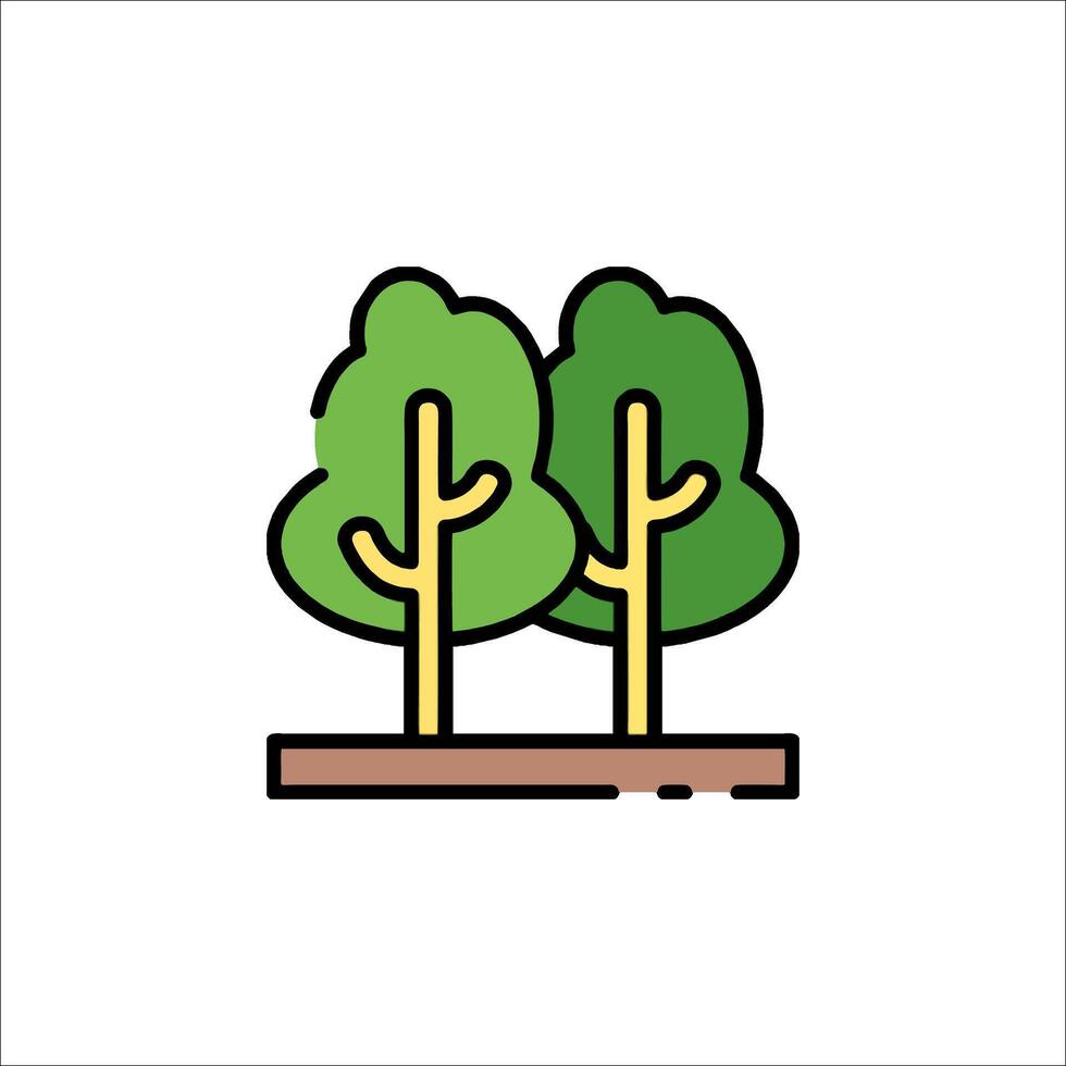 Two trees on a wooden platform icon vector