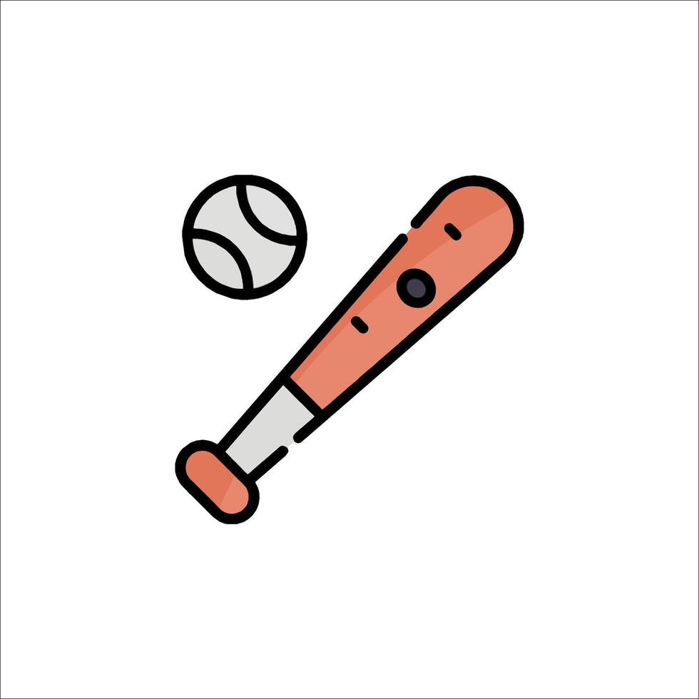 A baseball bat and ball icon on a white background vector