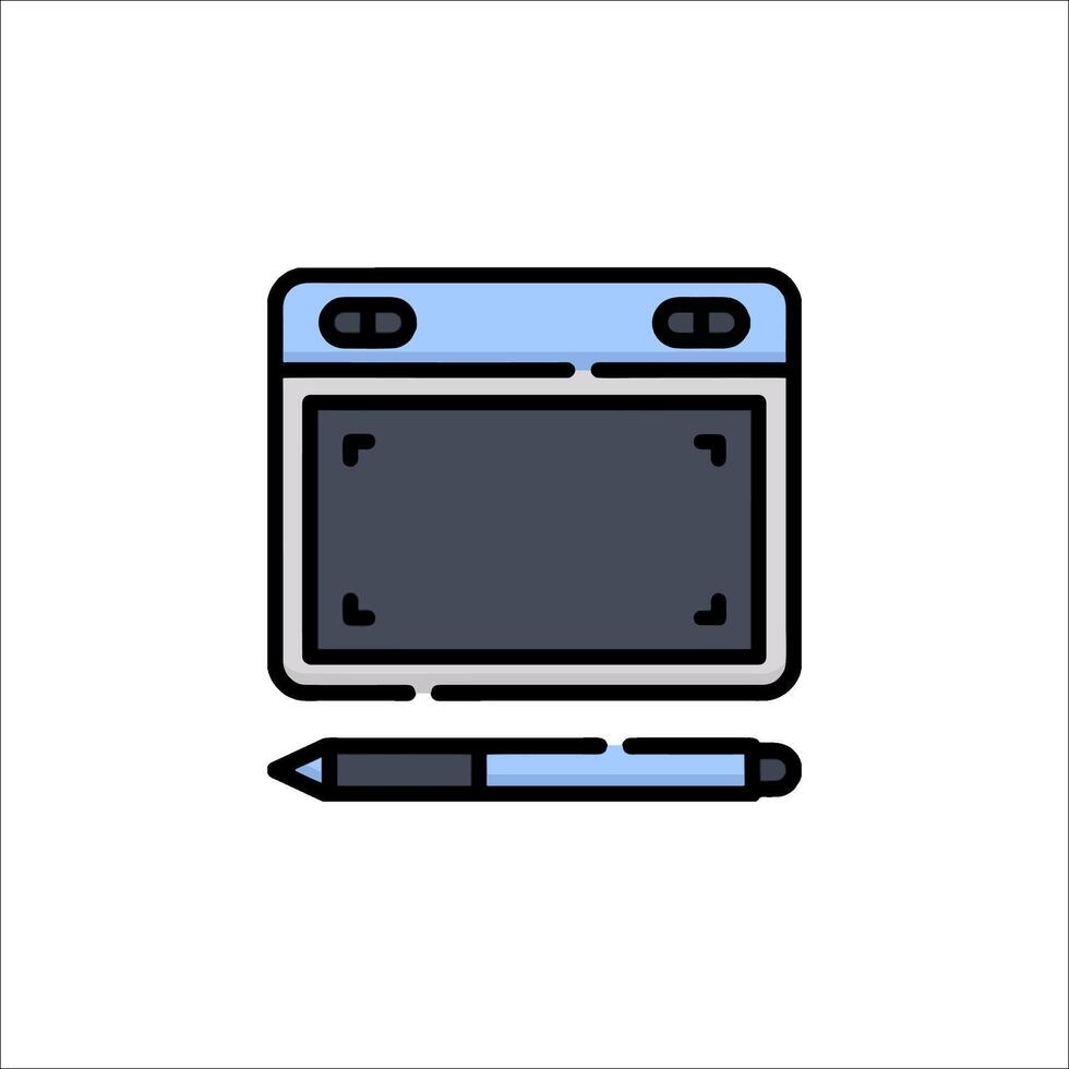 A computer and a pen icon on a white background vector