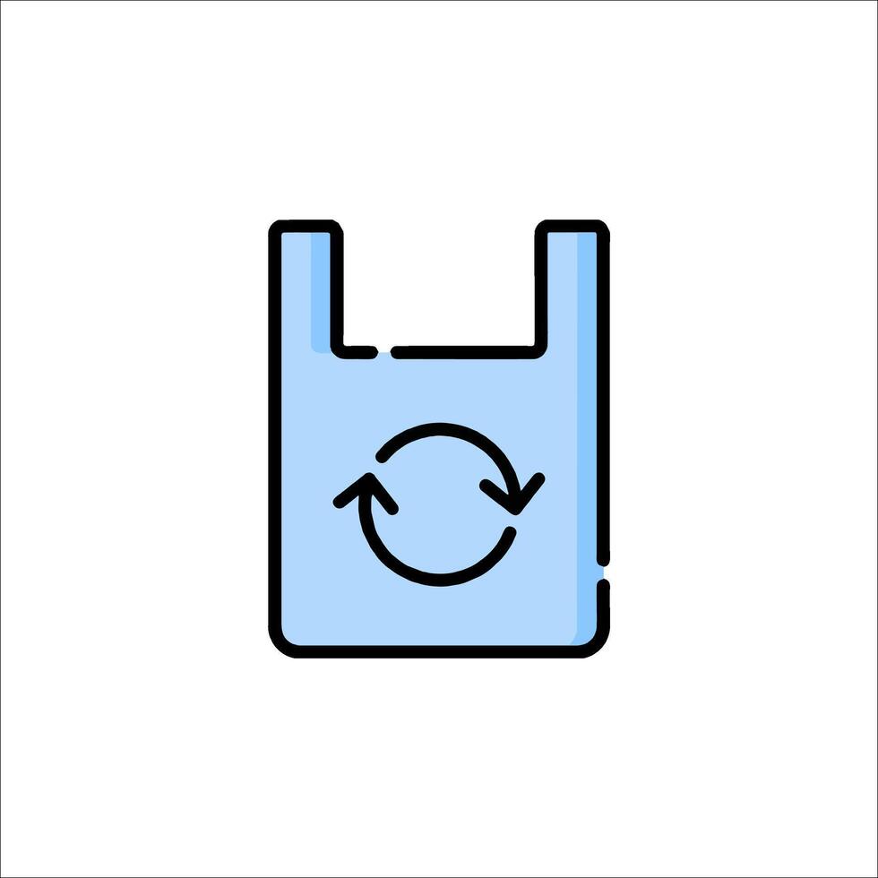A plastic bag icon with a circular arrow vector