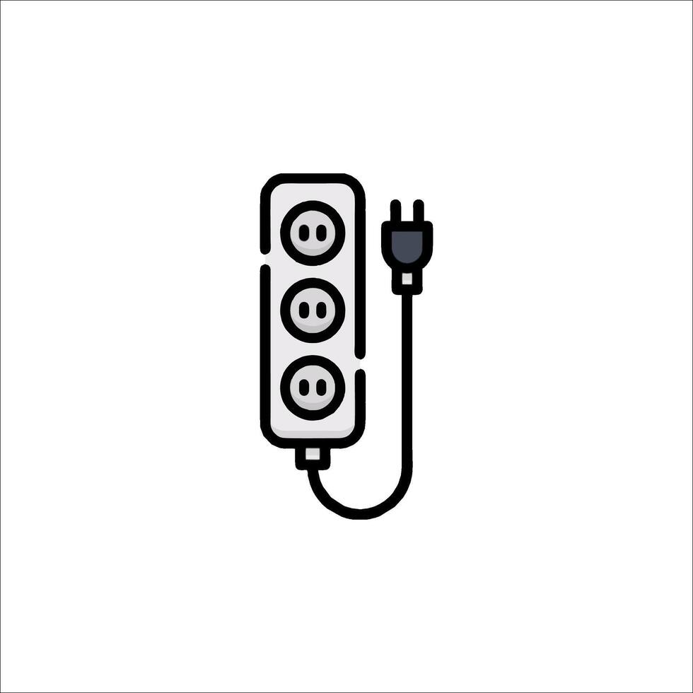 An electrical outlet with two plugs and a cord vector