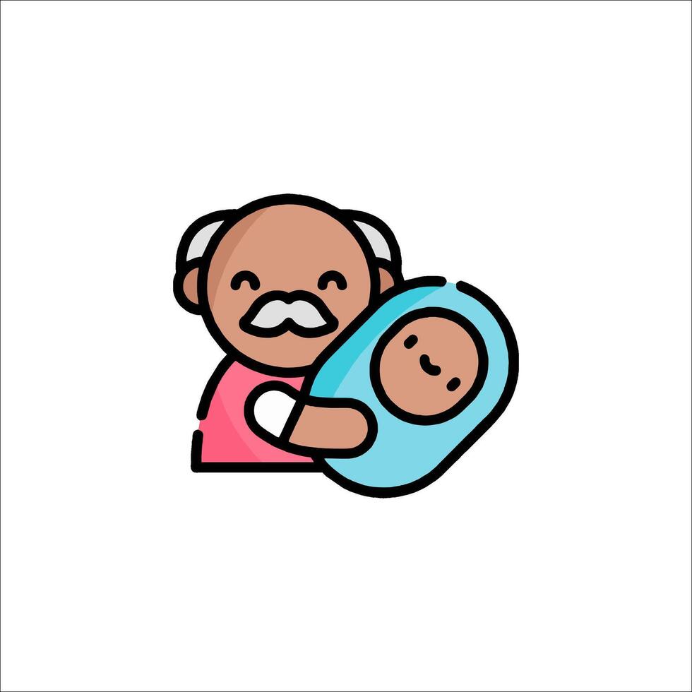 Grandfather holding baby icon vector