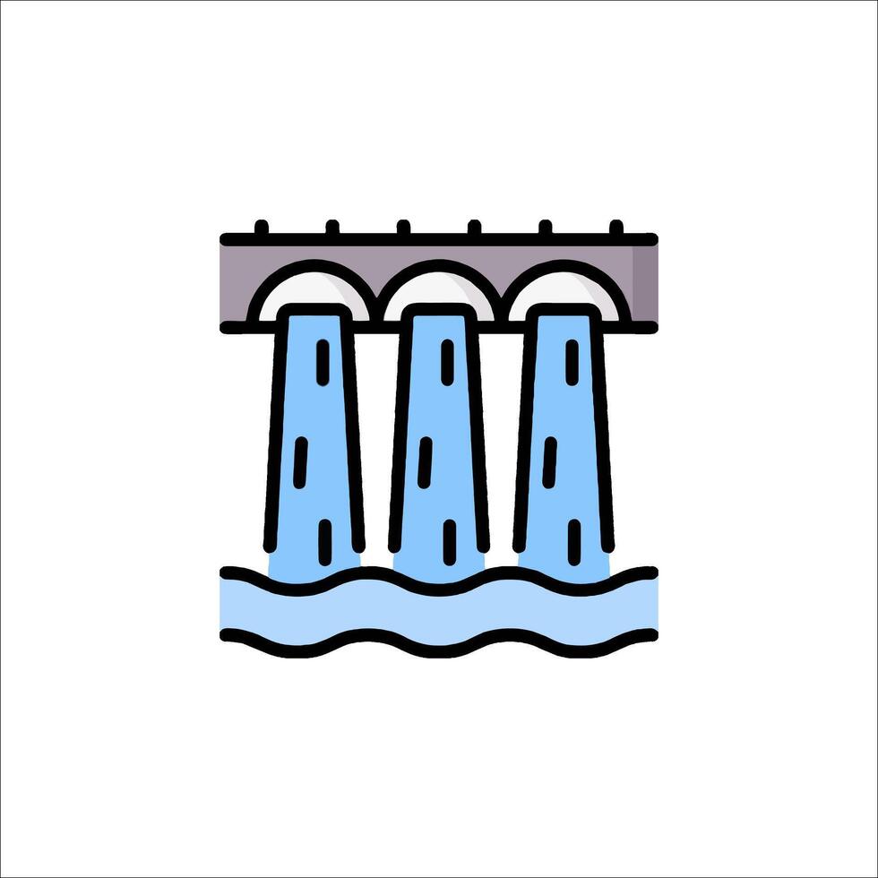 A bridge with water flowing over it vector