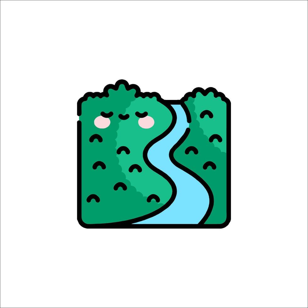 A cartoon river and a forest with a stream vector