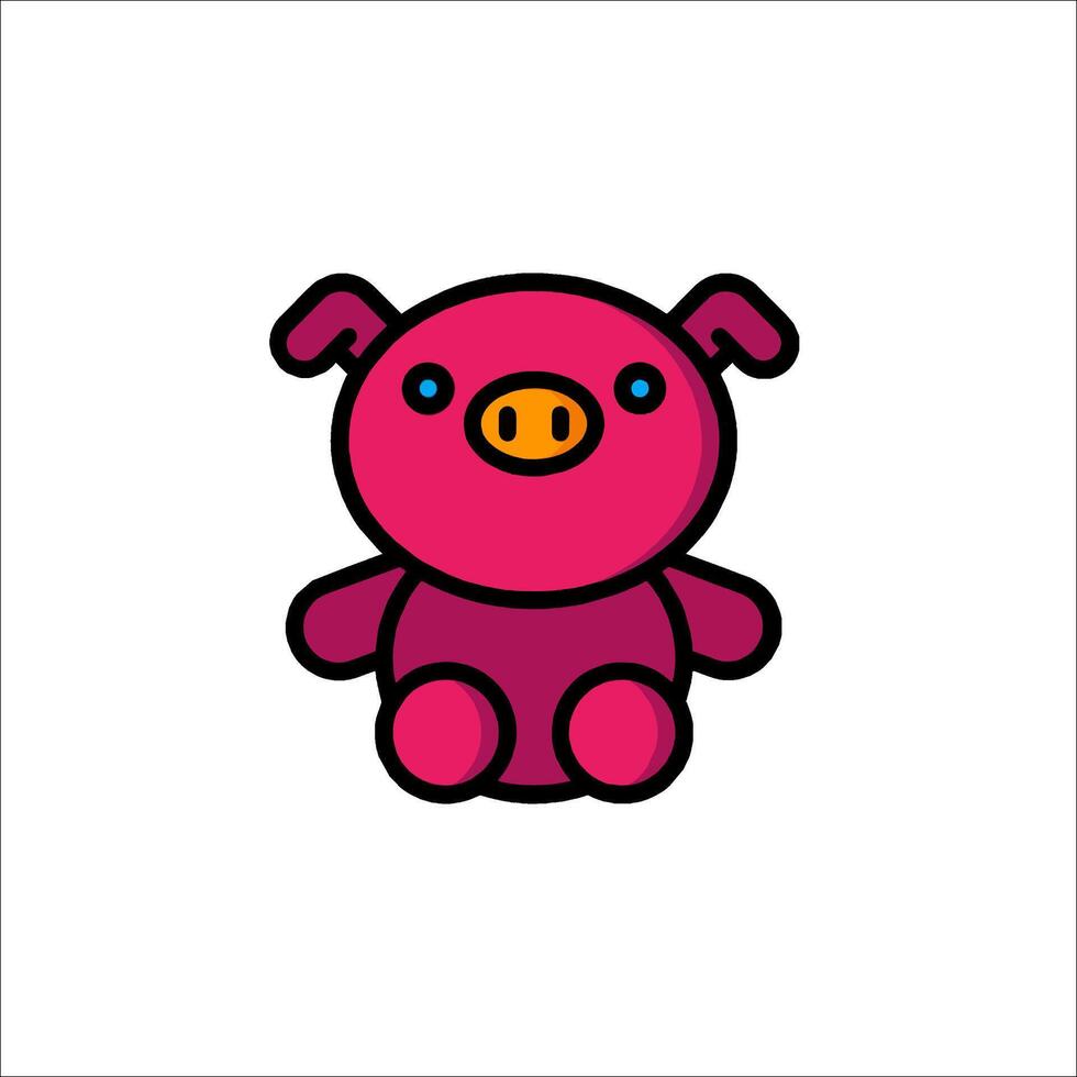 A pink pig with a blue nose and pink eyes vector