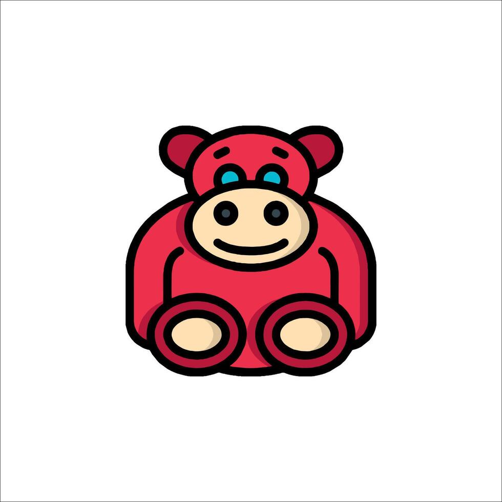 A red teddy bear with blue eyes vector