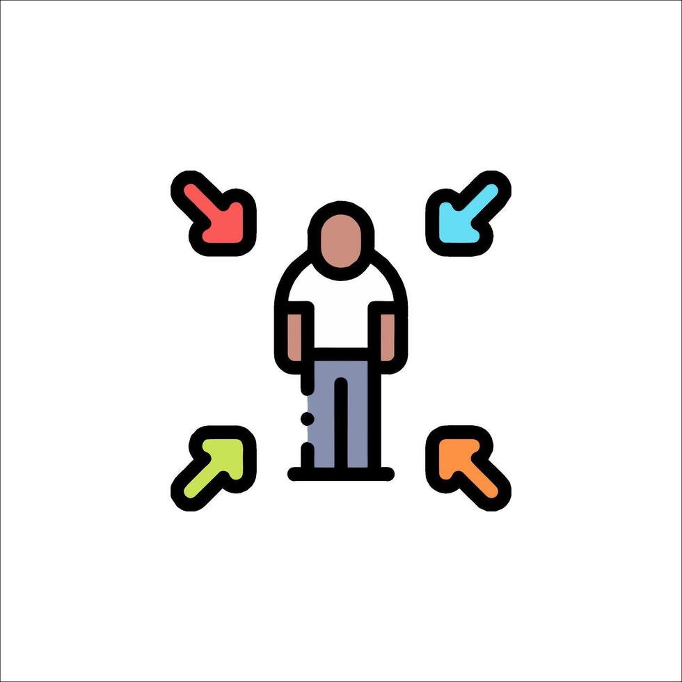A man is surrounded by arrows and arrows vector