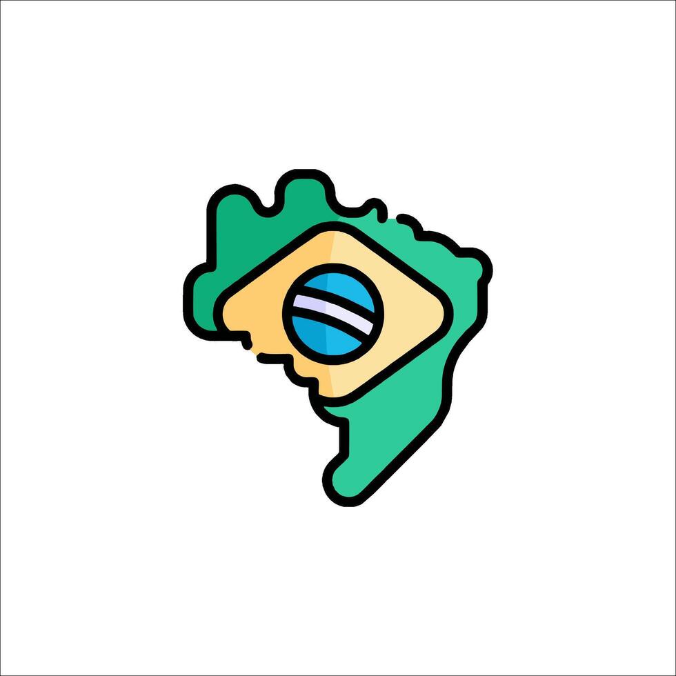 Brazil flag icon on map vector