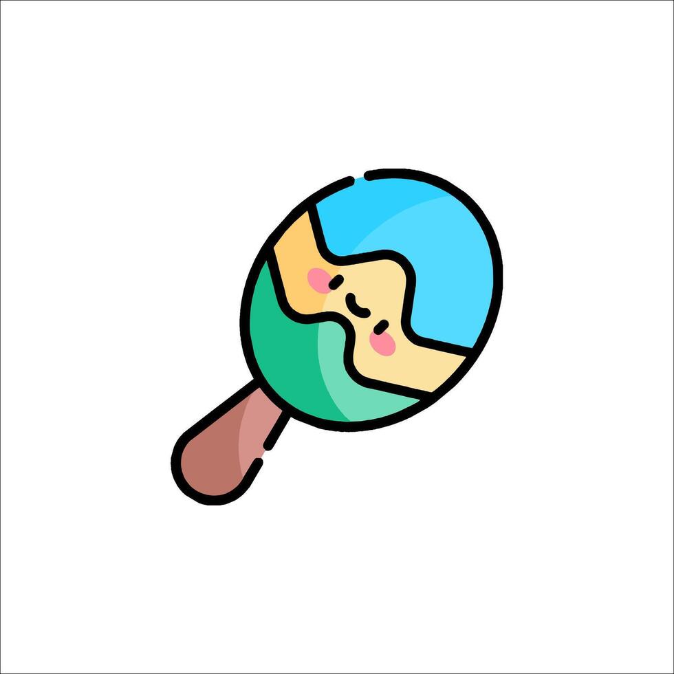 A cartoon paddle with a face on it vector