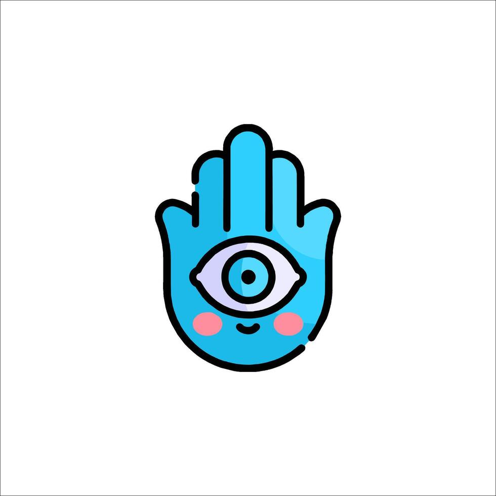A hand with an eye on it, with a blue background vector