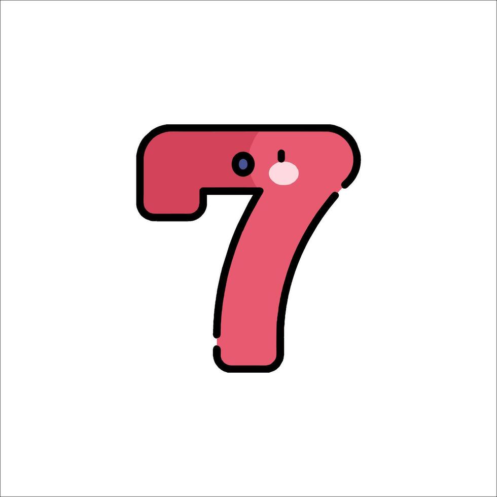 A cartoon number seven with a pink face vector