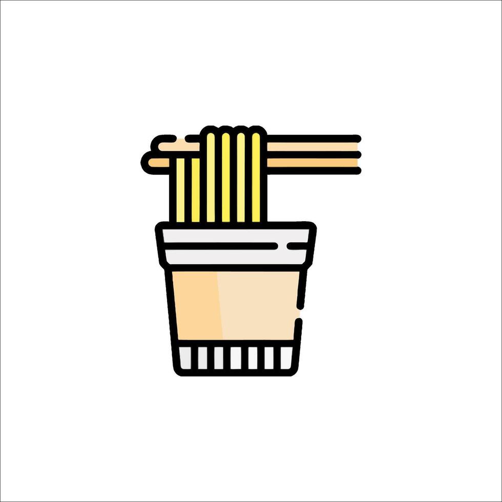 A cup of noodles with chopsticks in it vector
