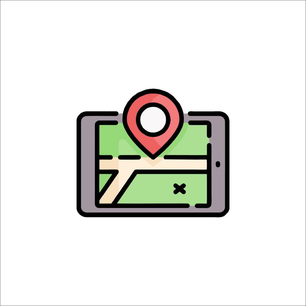 A map icon on a tablet computer vector