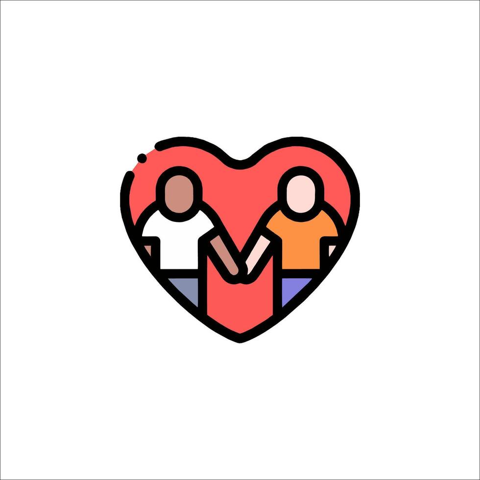 Two people holding hands in a heart shape vector