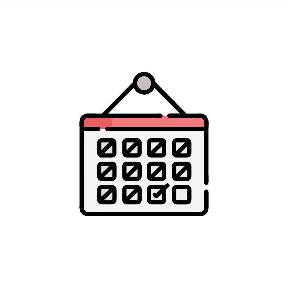 A calendar icon with a red dot on it vector