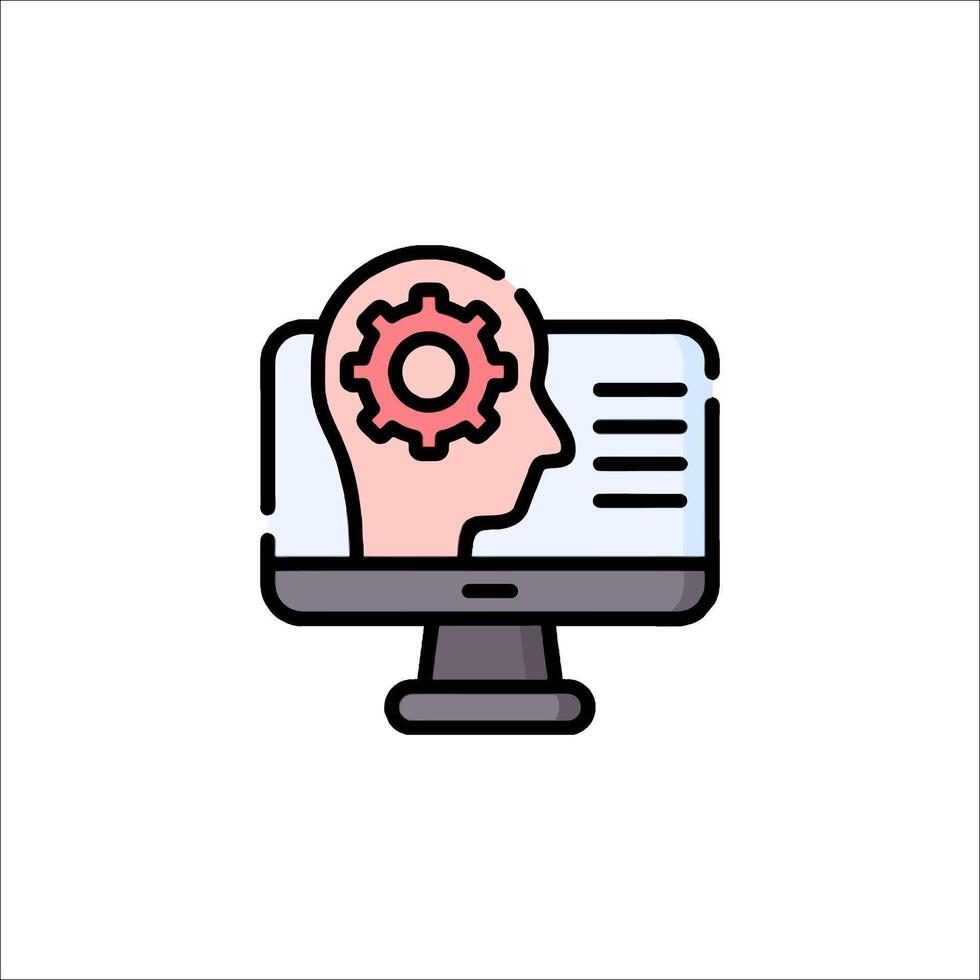 A computer screen with a person's head inside vector
