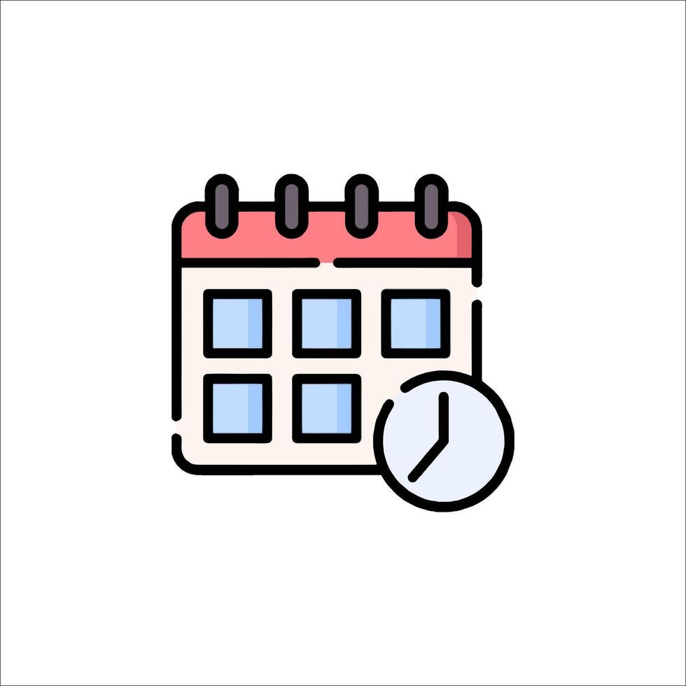 Calendar icon with clock and calendar vector