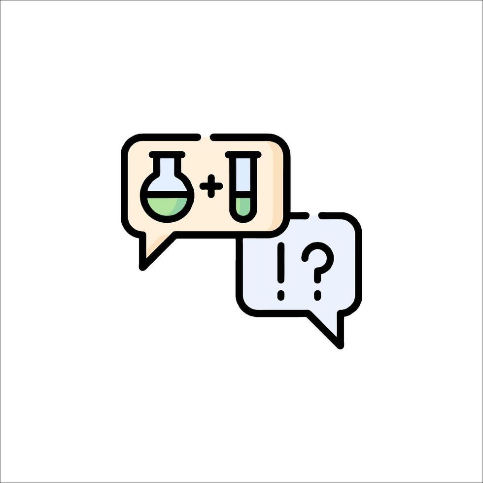 A speech bubble with a question mark and a flask vector