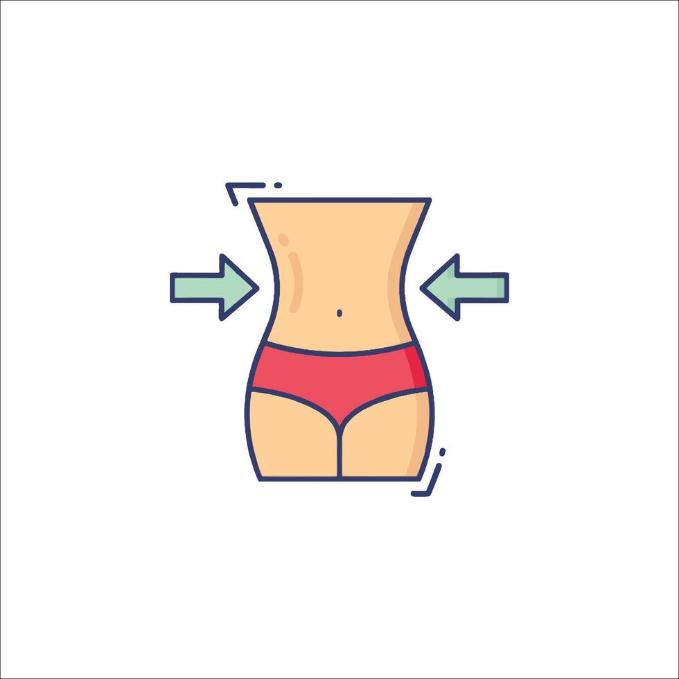 A woman's waist with a red underwear vector
