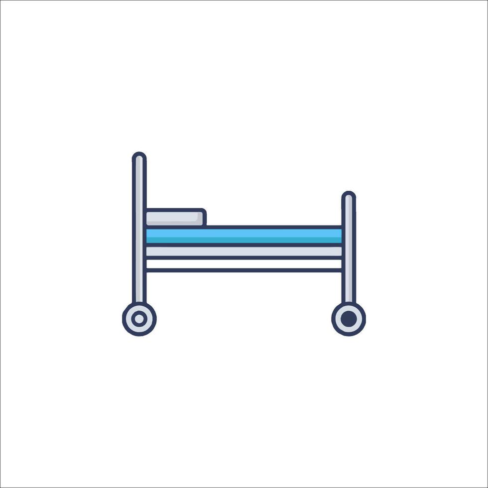 A hospital bed with a blue line icon vector
