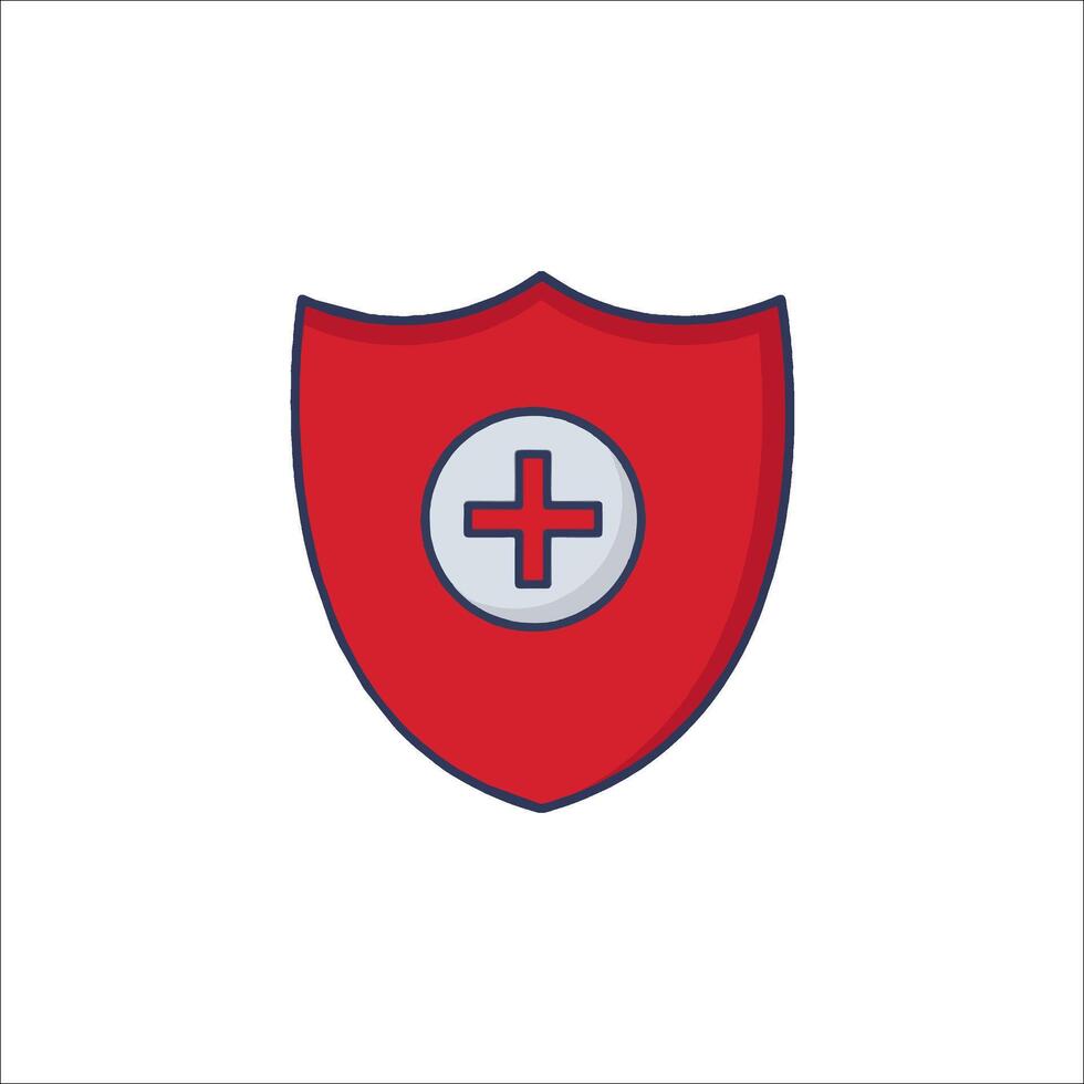 A red shield with a cross on it vector