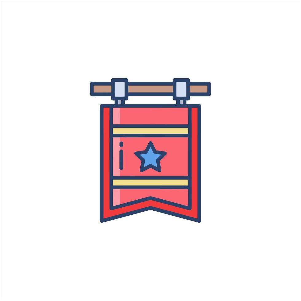 A red banner with a star on it vector