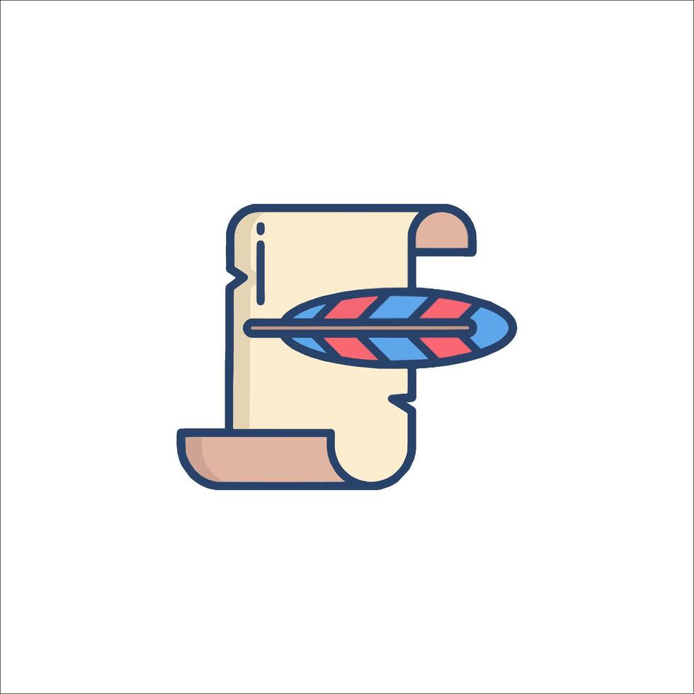 A scroll with a feather and a feather icon vector