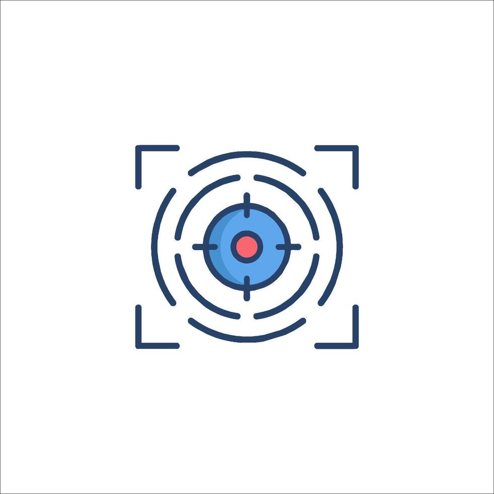 A blue and red circle with a target in the center vector