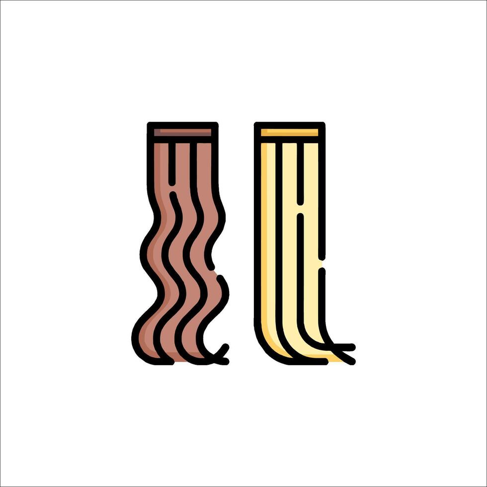 Two pasta noodles with a line drawing of a woman's hair vector
