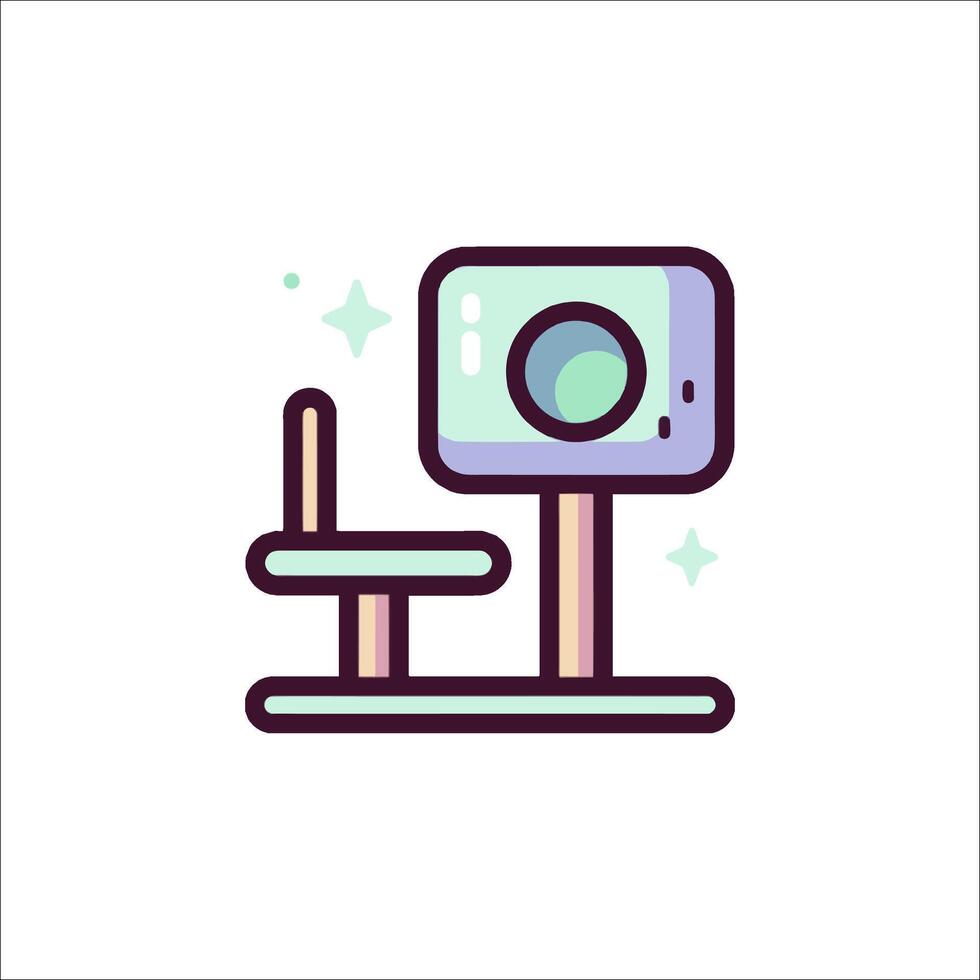 A computer monitor with a chair and a chair vector