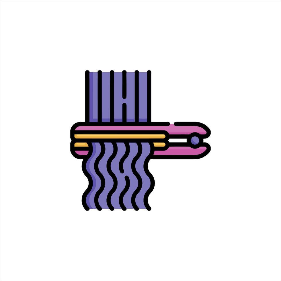 A purple and yellow line drawing of a hook vector